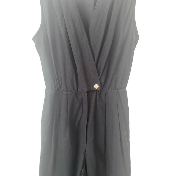 COAST HIGH PLEATED LINEN BLEND JUMPSUIT BLACK SIZE SMALL - Picture 3 of 9